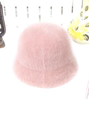 사랑해 핑크 앙고라 벙거지 모자